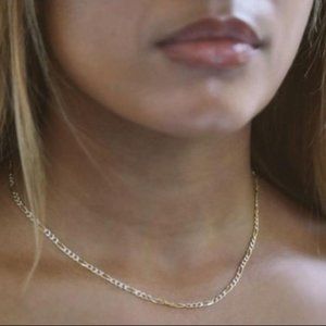 14k Yellow Real Gold 2.0mm Figaro Link Hollow Chain Necklace 16 Inches